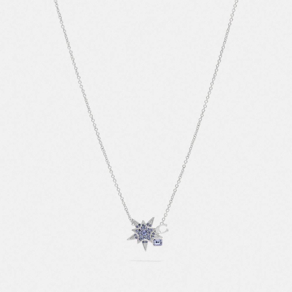 COACH 78582 Signature Star Necklace SILVER/BLUE