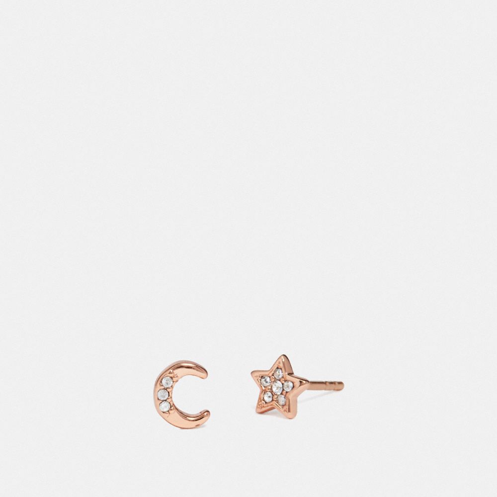 COACH 78583 Signature Moonstar Stud Earrings ROSE GOLD/GREY
