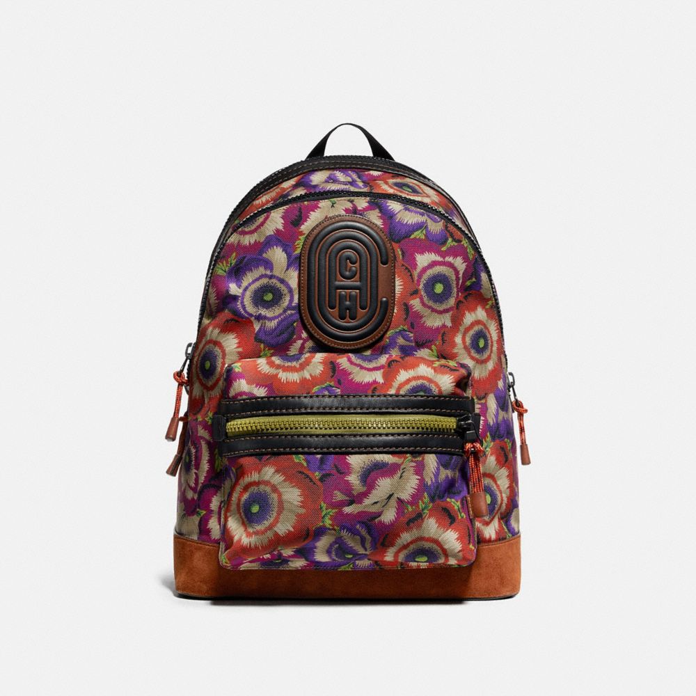 COACH 78615 Academy Backpack With Kaffe Fassett Print And Coach Patch JI/ORANGE/PURPLE