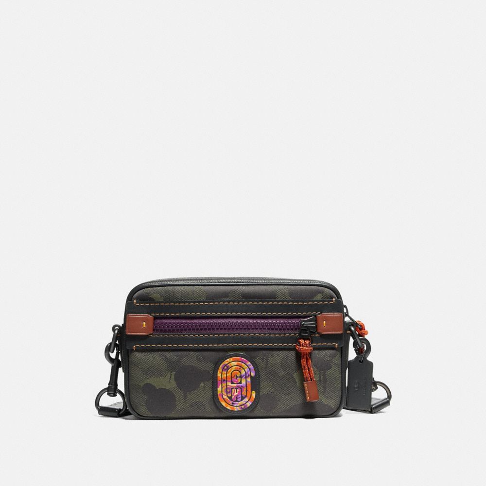 ACADEMY CROSSBODY WITH WILD BEAST PRINT AND KAFFE FASSETT COACH PATCH - 78619 - JI/MILITARY WILD BEAST