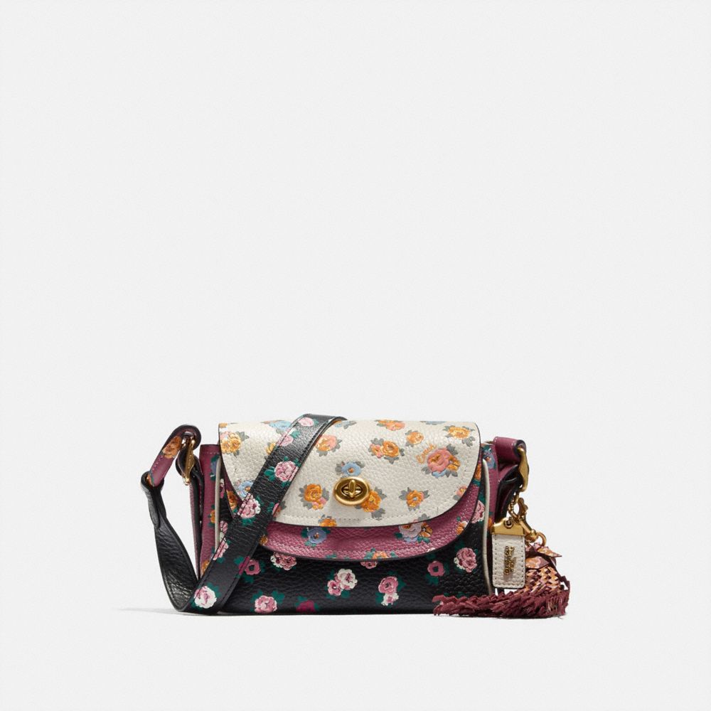 COACH X TABITHA SIMMONS CROSSBODY 17 IN COLORBLOCK WITH MEADOW ROSE PRINT - BLACK MULTI/BRASS - COACH 78709