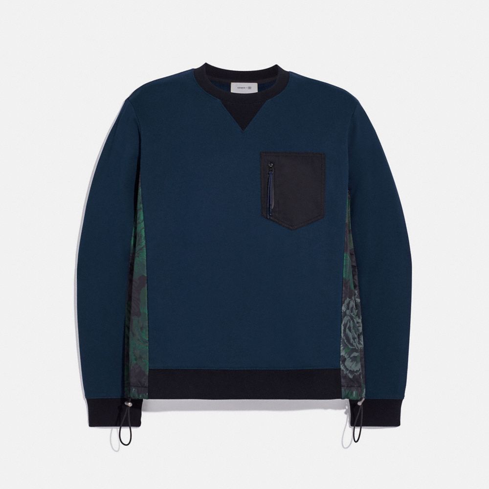 COACH 78736 Nylon Sweatshirt With Kaffe Fassett Print NAVY/WILDBEAST
