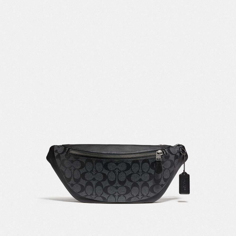 COACH 78777 Warren Belt Bag In Signature Canvas GUNMETAL/CHARCOAL/BLACK