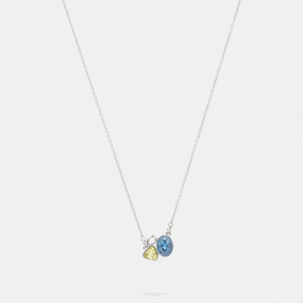 SIGNATURE CRYSTAL CLUSTER SLIDER NECKLACE - SILVER/BLUE - COACH 78823
