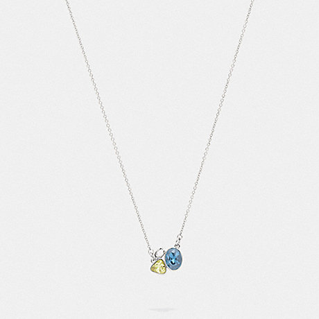 COACH SIGNATURE CRYSTAL CLUSTER SLIDER NECKLACE - SILVER/BLUE - 78823