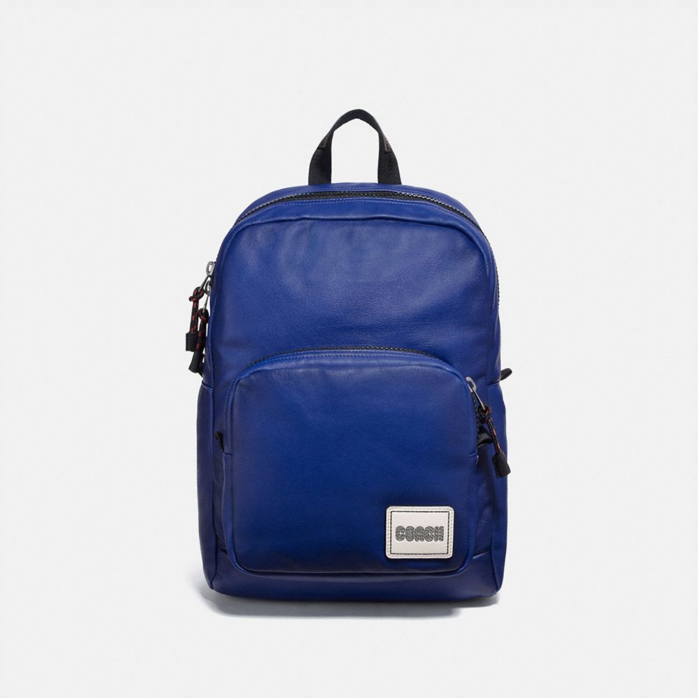 COACH 78828 PACER TALL BACKPACK WITH COACH PATCH BLACK COPPER/SPORT BLUE