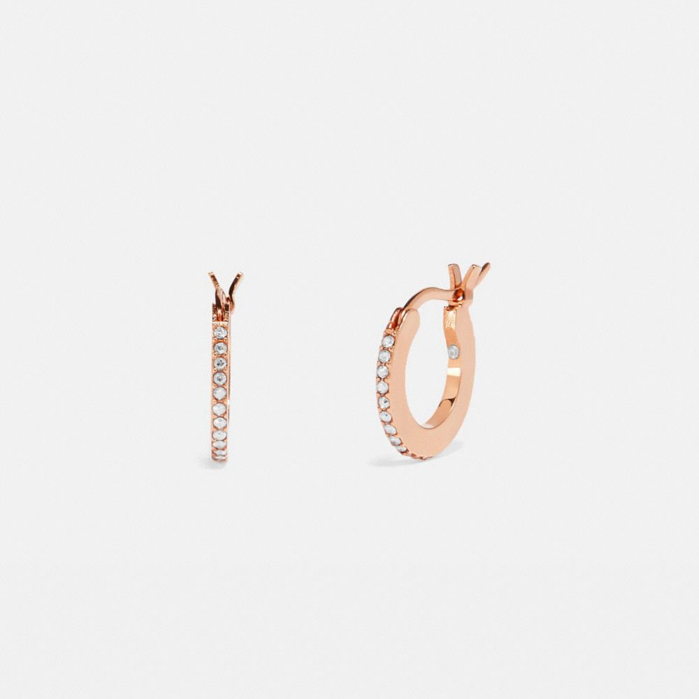 COACH 78837 Pave Huggie Earrings ROSE GOLD/PEACH