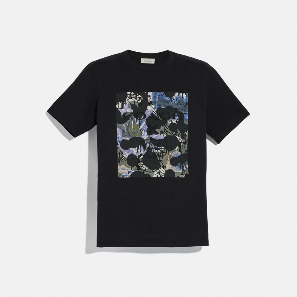 COACH 78872 Wild Beast T-shirt With Kaffe Fassett Print BLACK