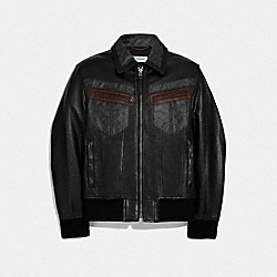 COACH 78890 Signature Leather Jacket BLACK