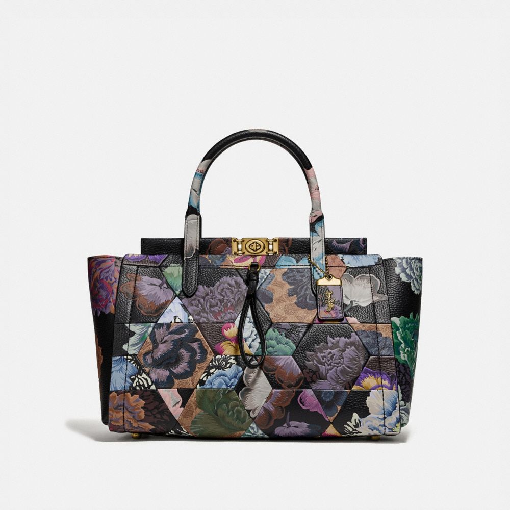 COACH TROUPE CARRYALL 35 IN SIGNATURE CANVAS WITH KAFFE FASSETT PRINT - B4/TAN MULTI - 78892