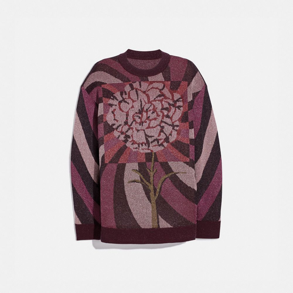 COACH 78937 Sweater With Kaffe Fassett Carnation Print MULTI