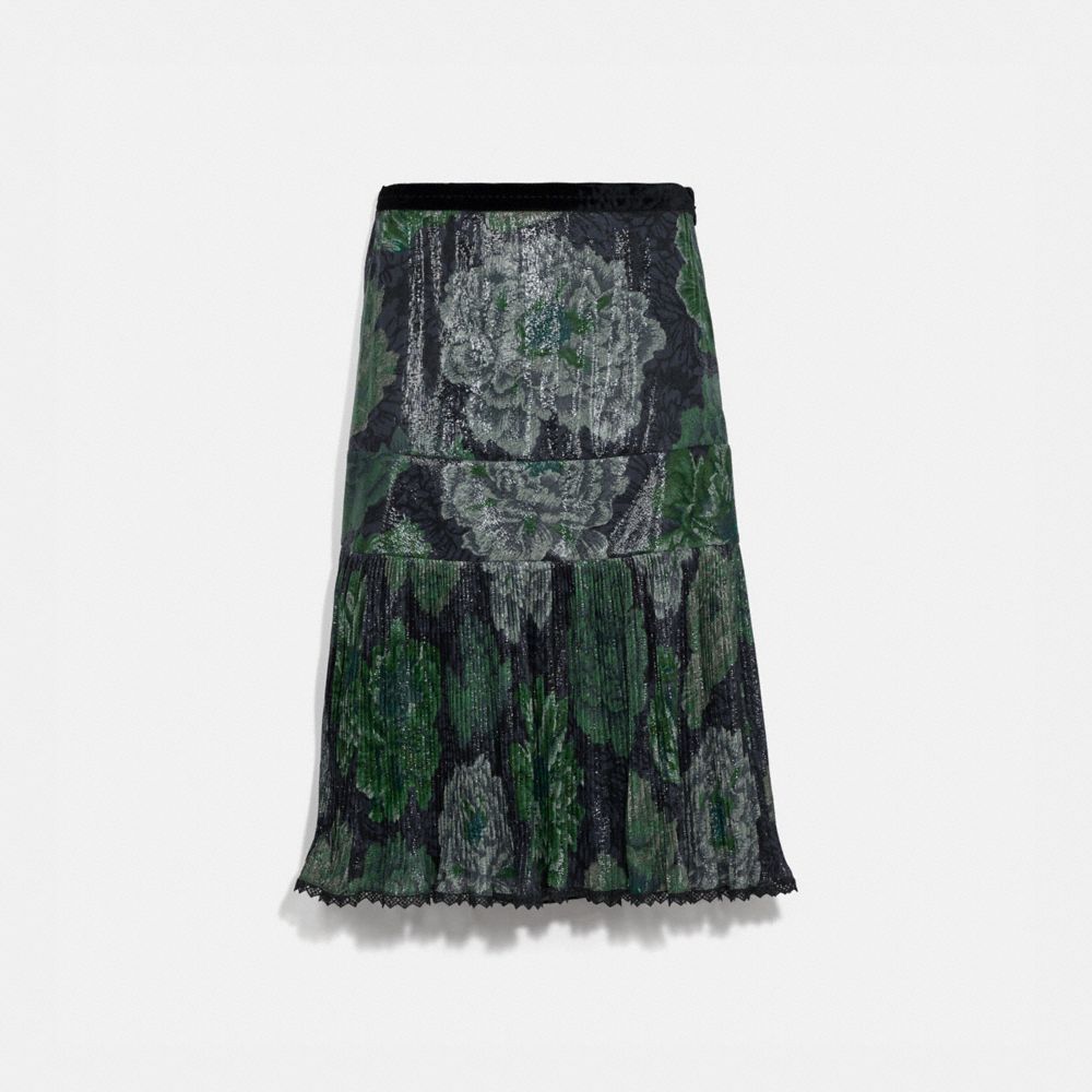 PLEATED SKIRT WITH KAFFE FASSETT PRINT - GREY/GREEN - COACH 78944