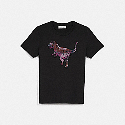 COACH 78957 Embroidered Rexy T-shirt With Kaffe Fassett Print DARK SHADOW