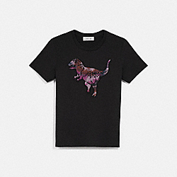 COACH 78957 - EMBROIDERED REXY T-SHIRT WITH KAFFE FASSETT PRINT DARK SHADOW