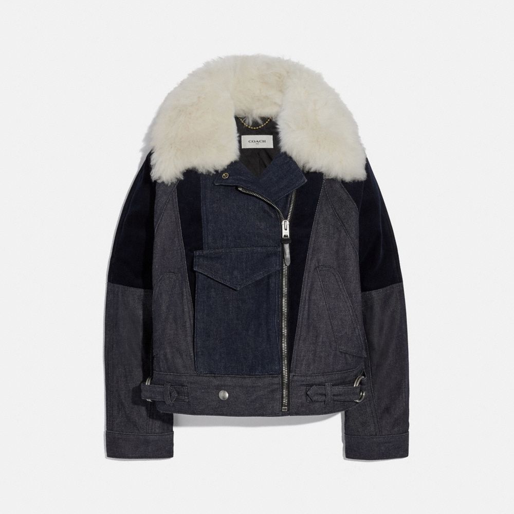 DENIM JACKET WITH SHEARLING COLLAR