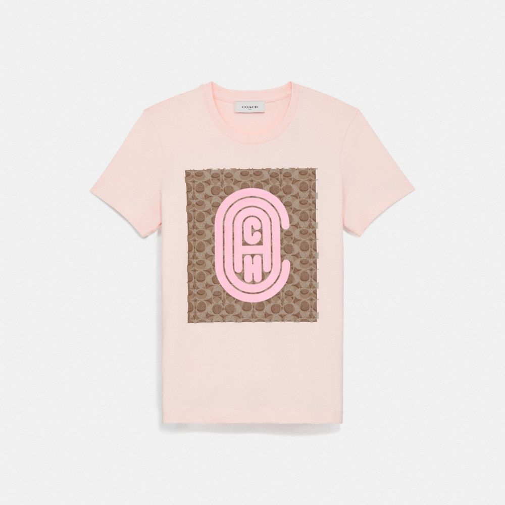 COACH 79013 FITTED RETRO SIGNATURE T-SHIRT PINK