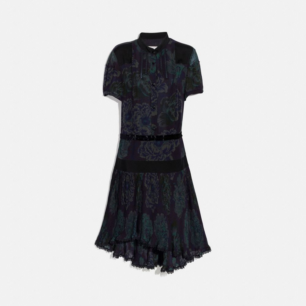 DRESS WITH KAFFE FASSETT PRINT - BLACK/GREEN - COACH 79071