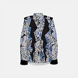 COACH 79073 - PLEATED BLOUSE WITH KAFFE FASSETT PRINT BLACK/BLUE