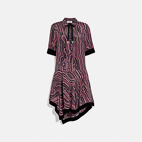 COACH SHIRT DRESS WITH KAFFE FASSETT PRINT - WINE/PINK - 79105