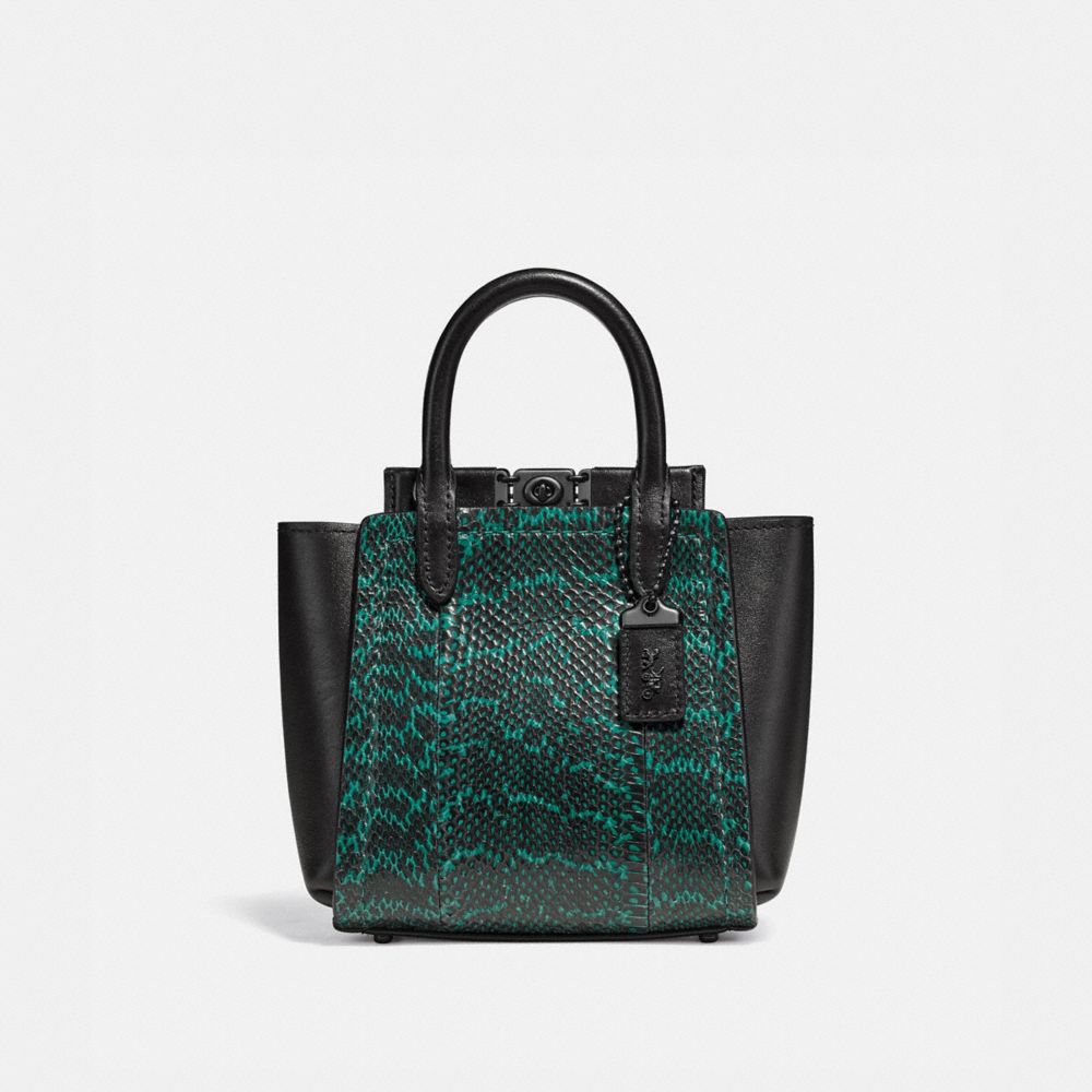 TROUPE TOTE 16 IN SNAKESKIN - PEWTER/PINE GREEN - COACH 79295