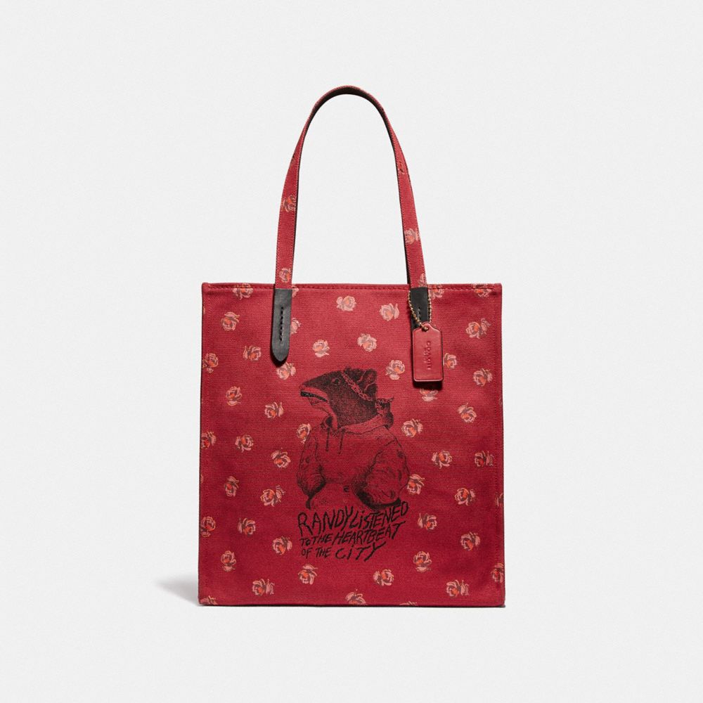 COACH 79303 - LUNAR NEW YEAR TOTE WITH RANDY THE RAT GD/RED APPLE