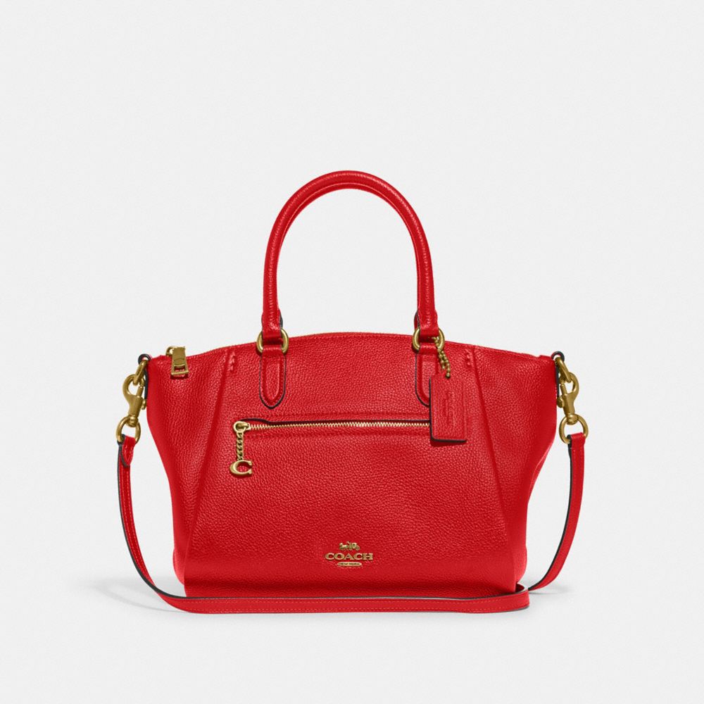 COACH 79316 Elise Satchel Brass/Sport Red