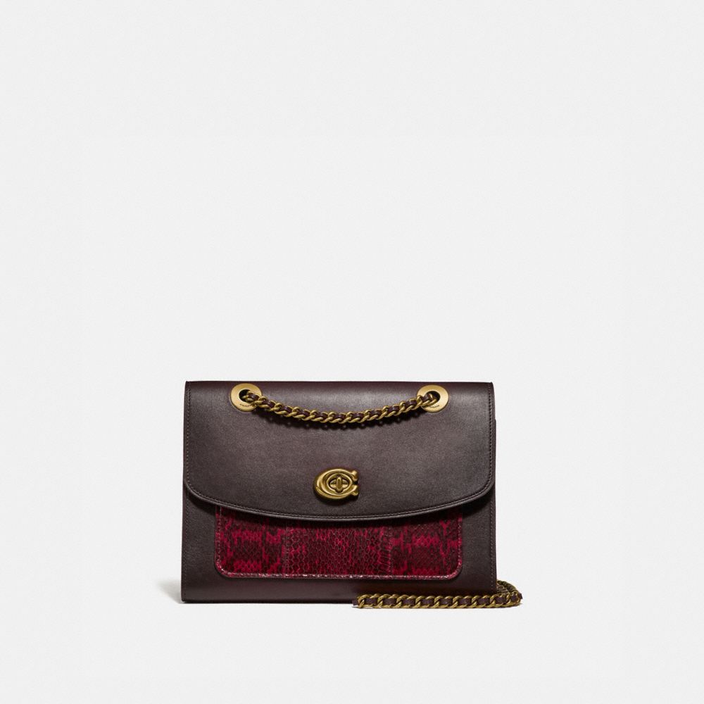 COACH 79329 - PARKER WITH SNAKESKIN DETAIL BRASS/DEEP RED