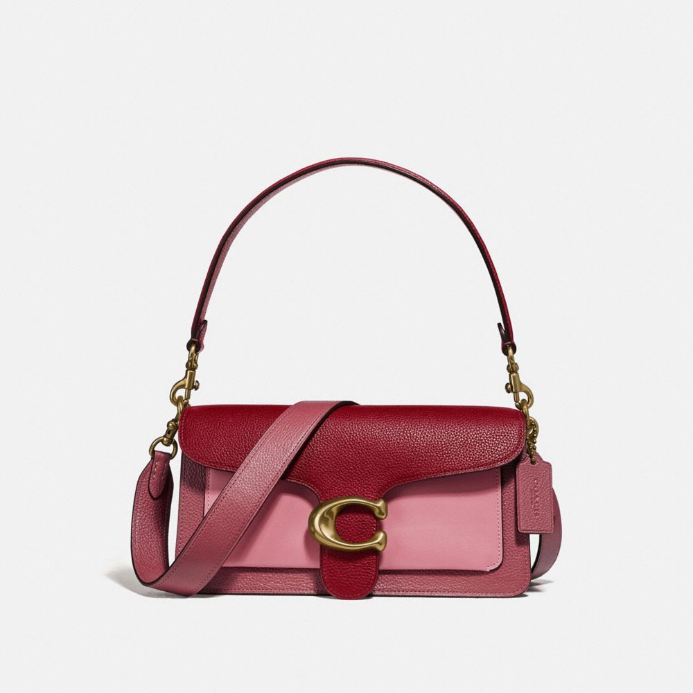 COACH 79335 Tabby Shoulder Bag 26 In Colorblock Brass/Deep Red Multi
