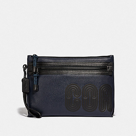 COACH ACADEMY POUCH WITH COACH PRINT - MIDNIGHT/BLACK - 79407