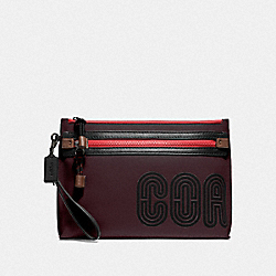 COACH 79407 Academy Pouch With Coach Print OXBLOOD/RACING ORANGE