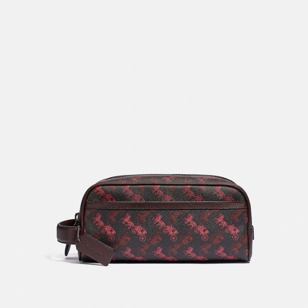TRAVEL KIT WITH HORSE AND CARRIAGE PRINT - 79412 - BLACK/RED