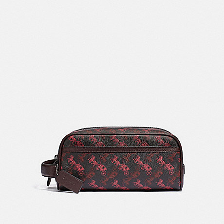 COACH TRAVEL KIT WITH HORSE AND CARRIAGE PRINT - BLACK/RED - 79412