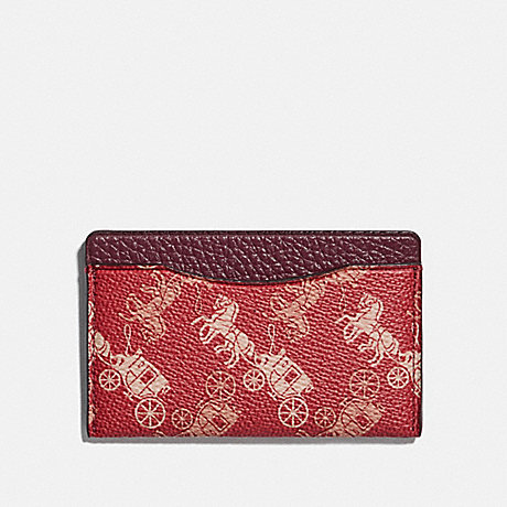 COACH Small Card Case With Horse And Carriage Print - RED/WHITE - 79414