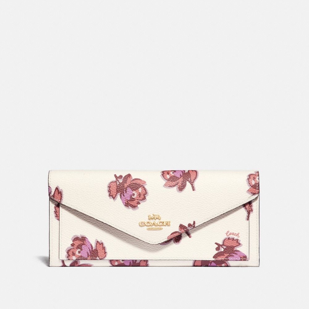 COACH 79429 Soft Wallet With Floral Print GOLD/CHALK FLORAL PRINT