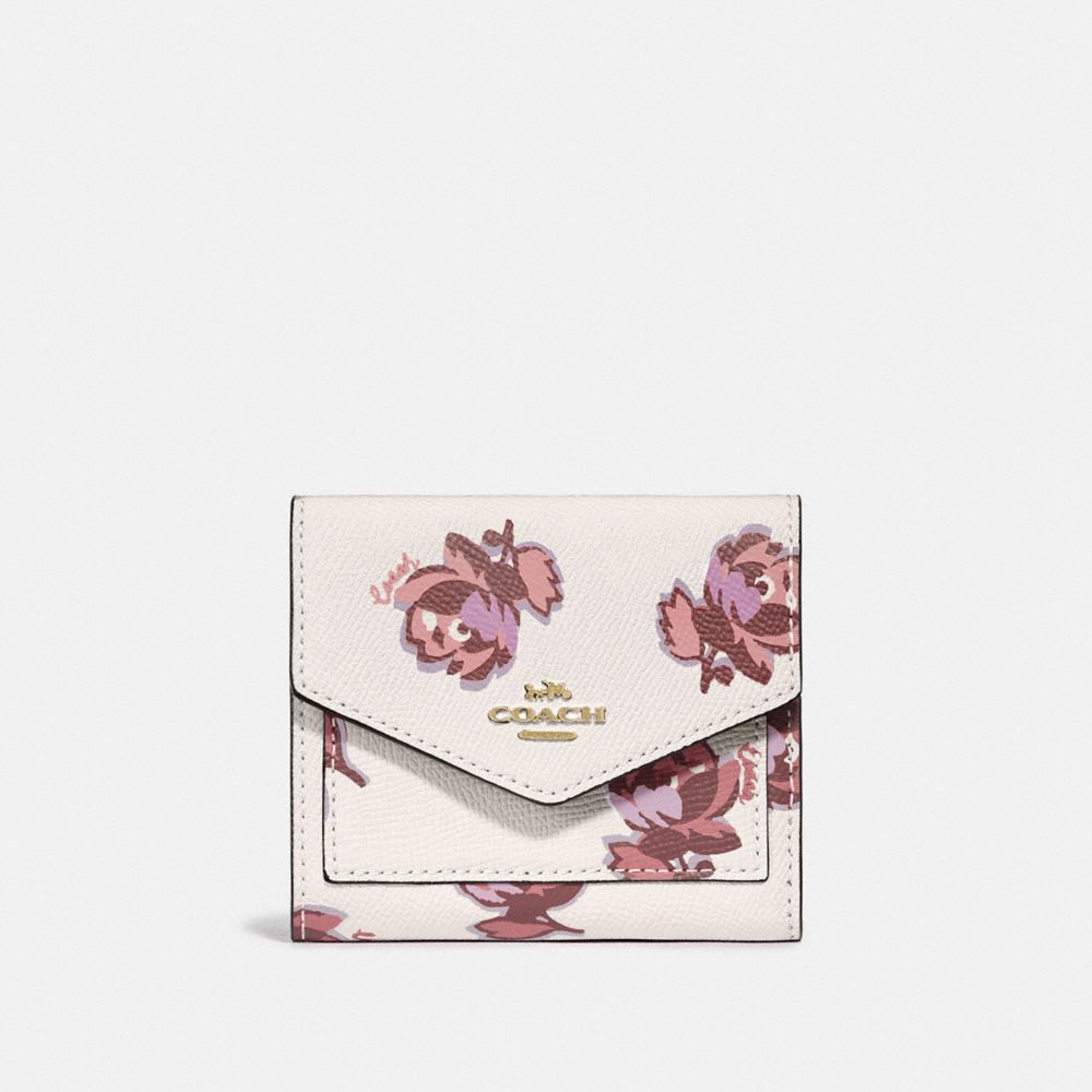 COACH 79430 Small Wallet With Floral Print GOLD/CHALK FLORAL PRINT