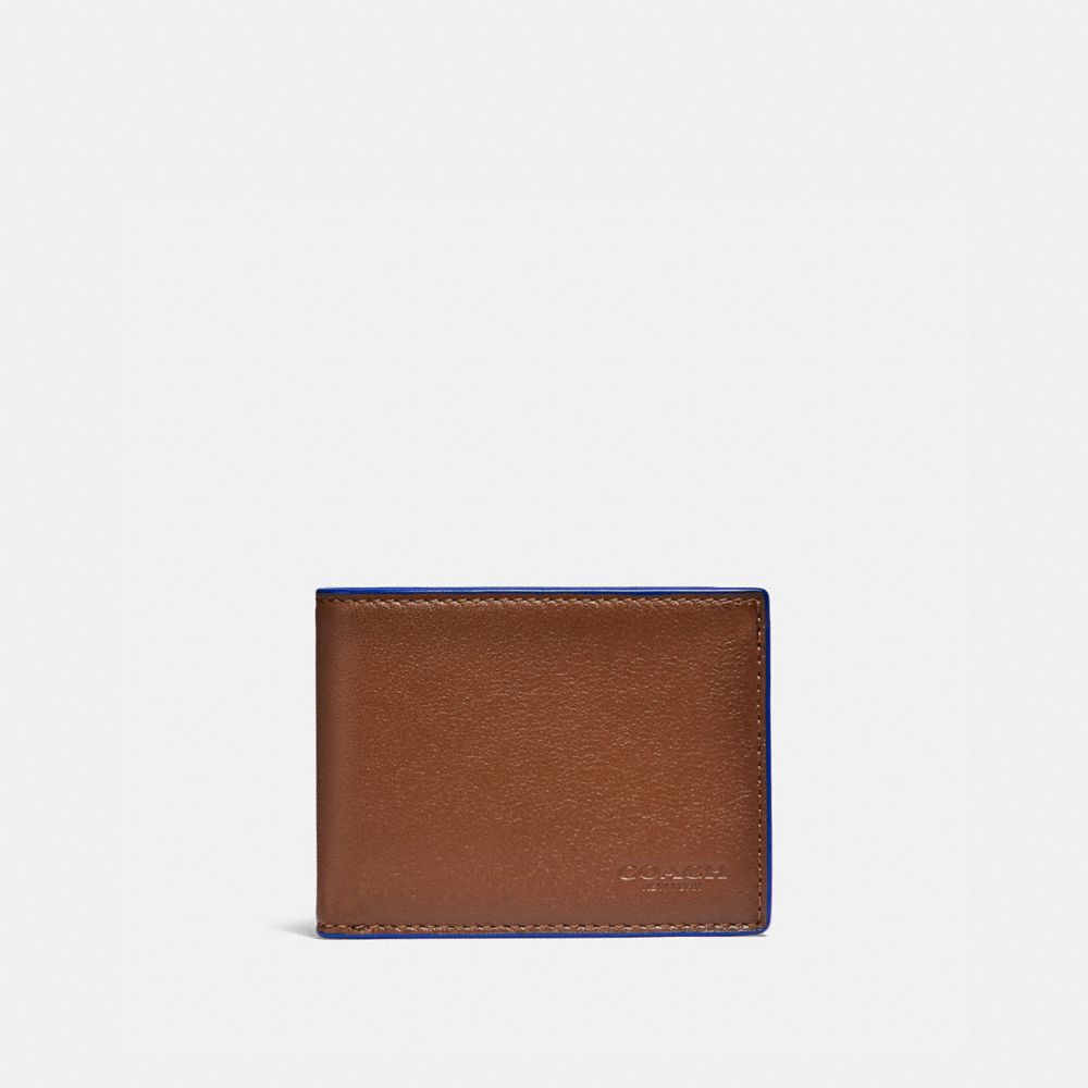 COACH 79451 Slim Billfold Wallet SADDLE/SPORT BLUE