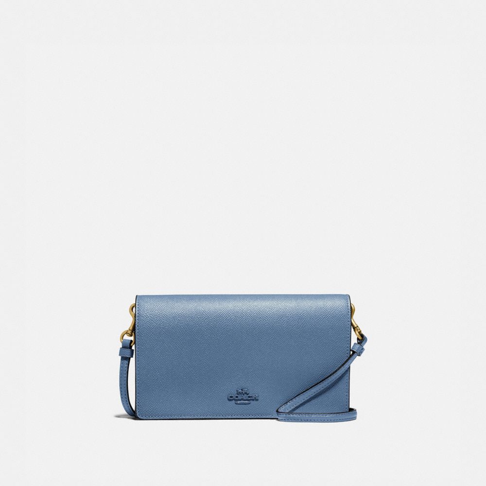 HAYDEN FOLDOVER CROSSBODY CLUTCH - BRASS/STONE BLUE - COACH 79453