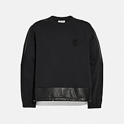 COACH 79523 Leather Trim Sweatshirt BLACK