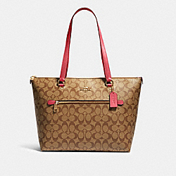 COACH 79609 - GALLERY TOTE IN SIGNATURE CANVAS IM/KHAKI/FUCHSIA