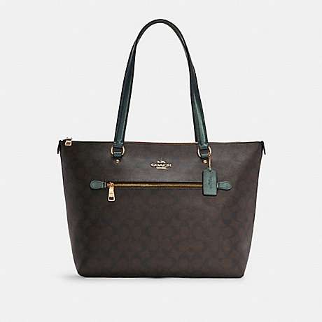 COACH 79609 Gallery Tote In Signature Canvas GOLD/BROWN/METALLIC-IVY
