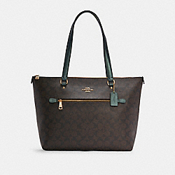 Gallery Tote In Signature Canvas - GOLD/BROWN/METALLIC IVY - COACH 79609