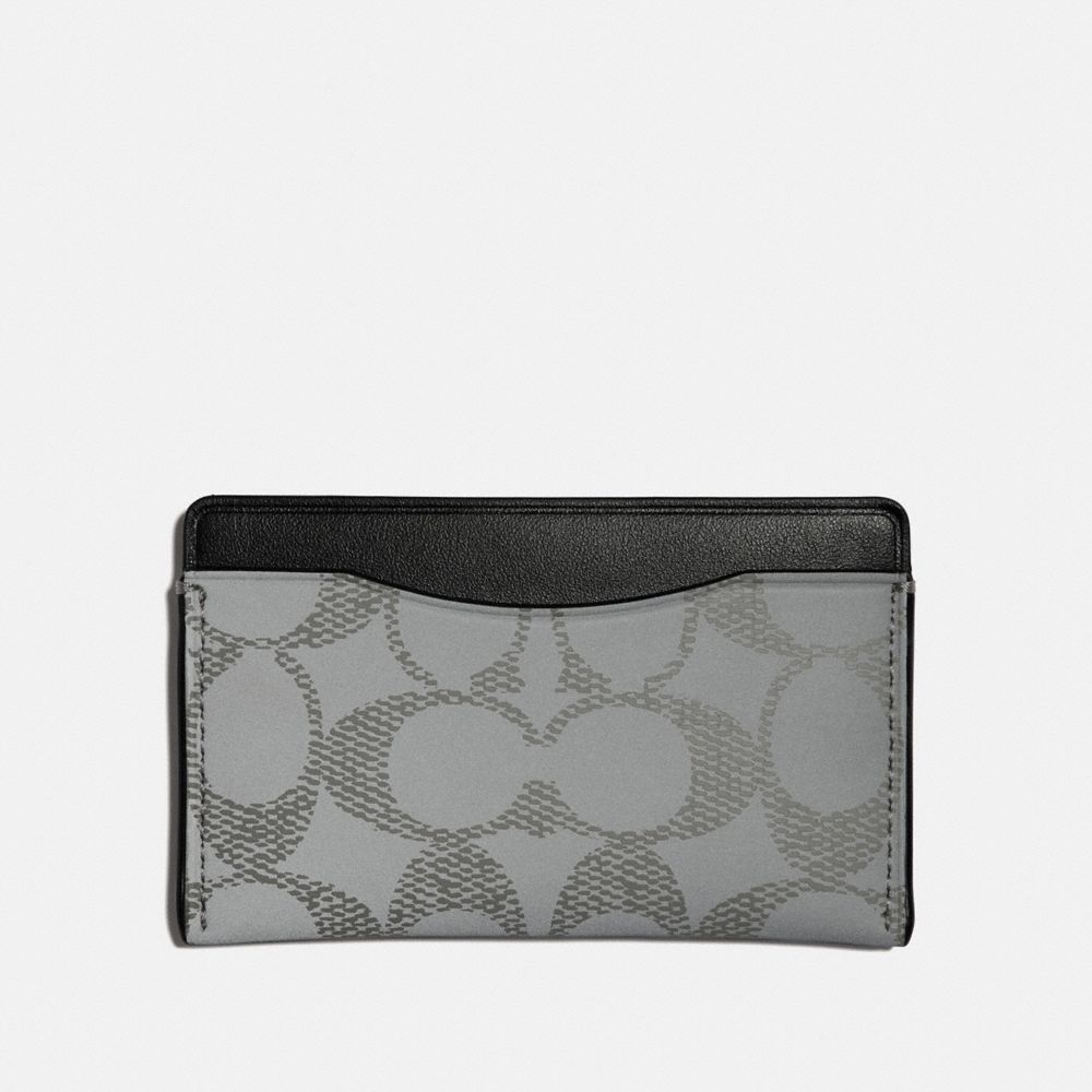 COACH 79617 - SMALL CARD CASE IN REFLECTIVE SIGNATURE CANVAS SILVER/BLACK