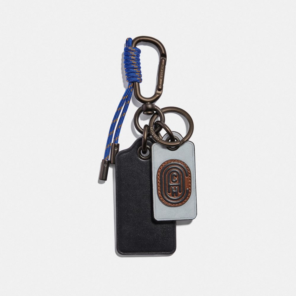 KEY FOB WITH COACH PATCH - 79618 - SILVER/SADDLE/BLACK