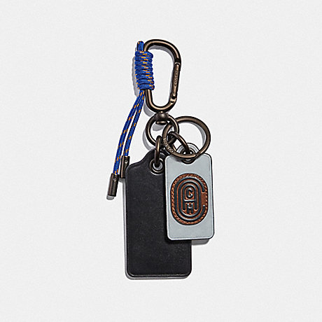 COACH KEY FOB WITH COACH PATCH - SILVER/SADDLE/BLACK - 79618