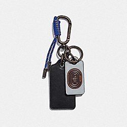 COACH 79618 Key Fob With Coach Patch SILVER/SADDLE/BLACK