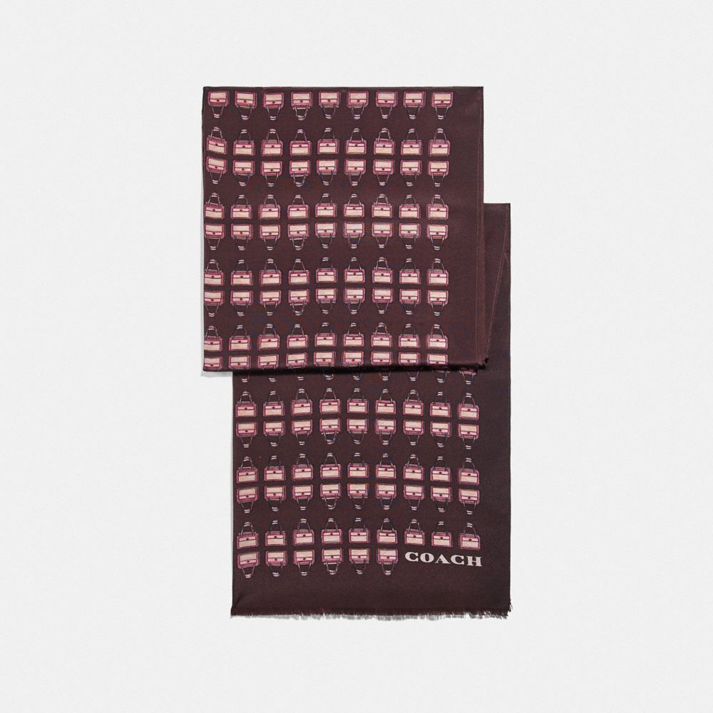 ARCHIVAL PRINT SILK OBLONG SCARF - OXBLOOD - COACH 79643