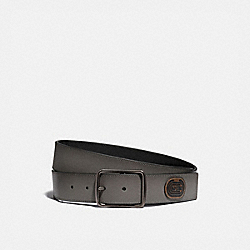 COACH 79803 Harness Buckle Cut-to-size Reversible Belt With Coach Patch, 38mm GREY/BLACK