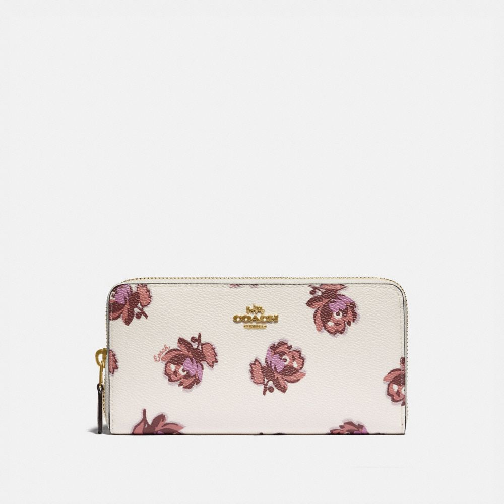 COACH 79814 Accordion Zip Wallet With Floral Print GD/CHALK FLORAL PRINT