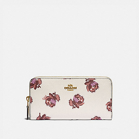 COACH 79814 ACCORDION ZIP WALLET WITH FLORAL PRINT GD/CHALK FLORAL PRINT
