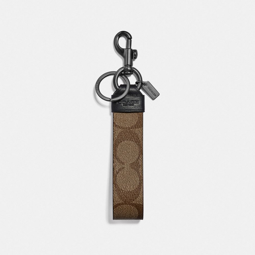 COACH 79882 Large Loop Key Fob In Signature Canvas TAN